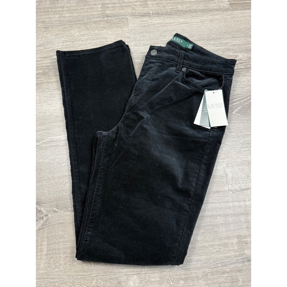 Lauren Ralph Lauren Premier Straight Black Corduroy Pants 10/30 L32 NWT